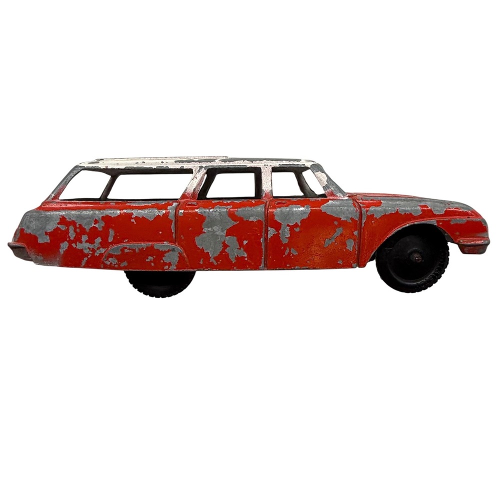 Vintage Tootsietoy Ford Falcon Station Wagon Red White Diecast Toy Car USA Made